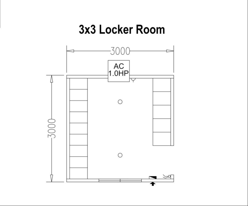3x3 locker room